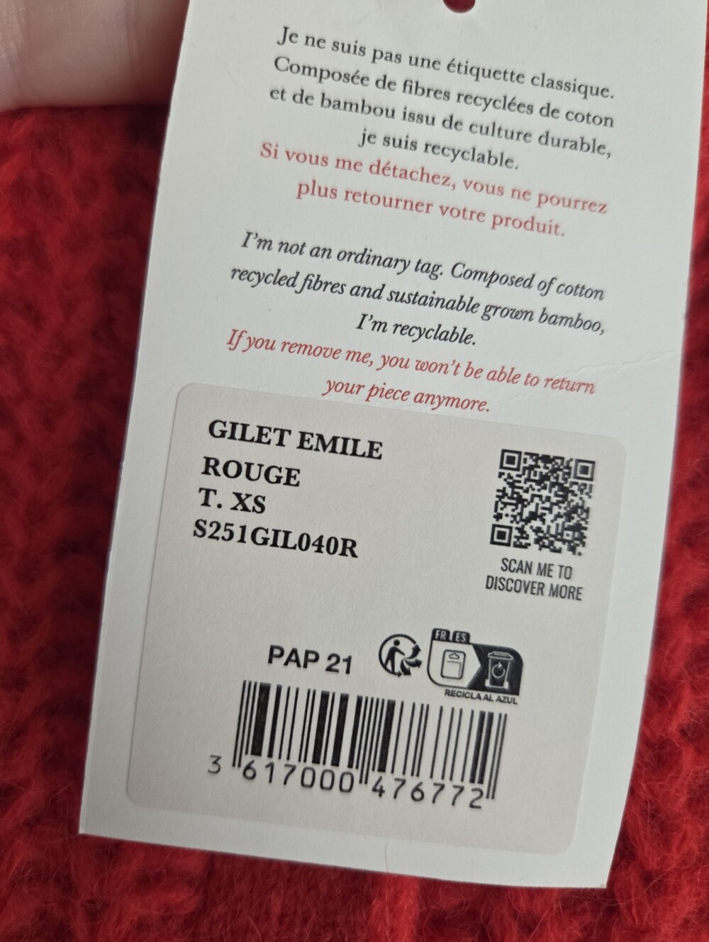 Sezane Emile Cardigan in Red size XS NWT - Picture 8 of 11
